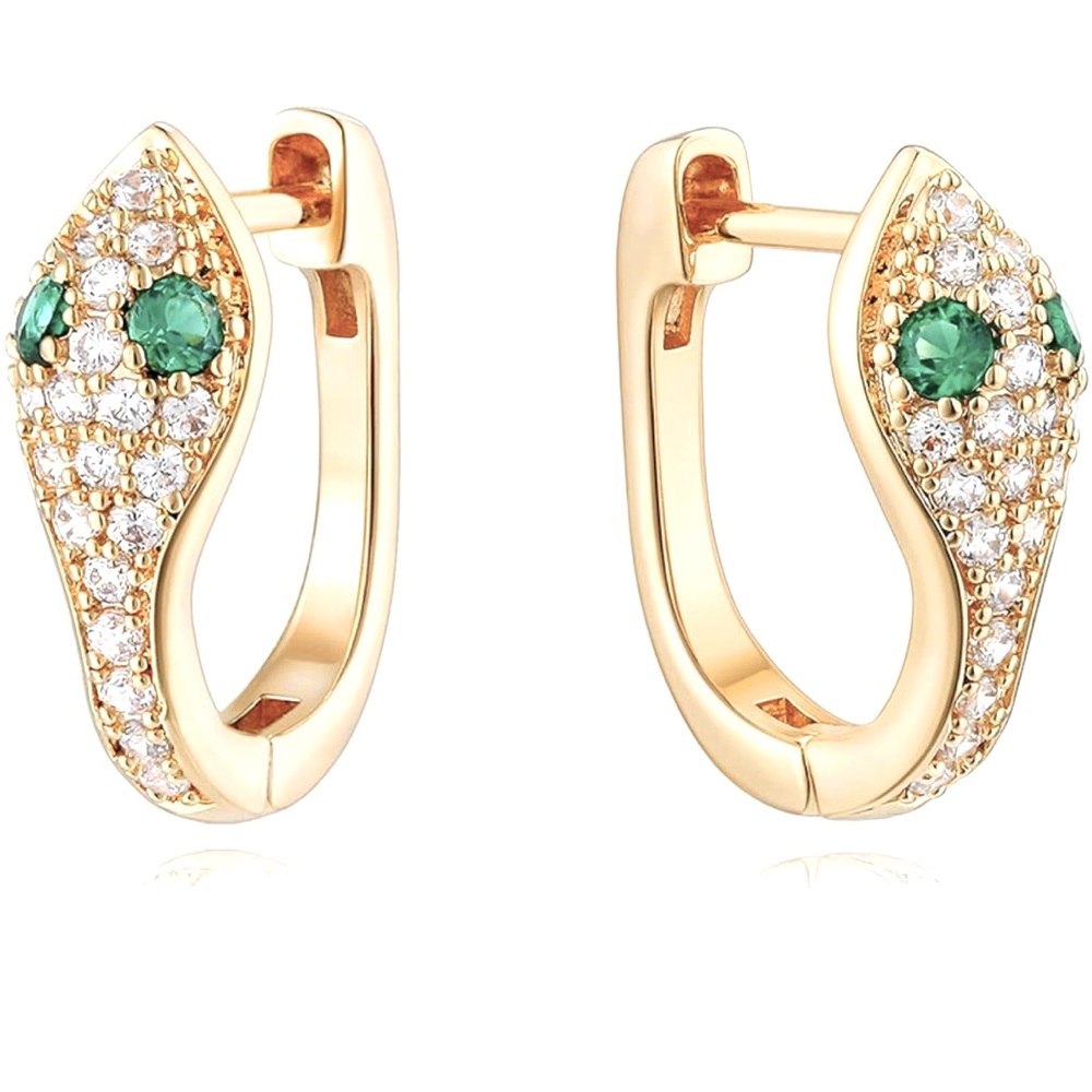 14KGP CZ snake earrings